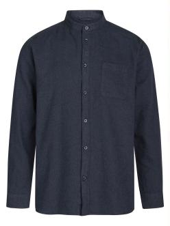 Knowledge Cotton Apparel Melange flannel stand collar custom fit shirt