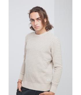 Thinking MU Ecru Lines Sweater