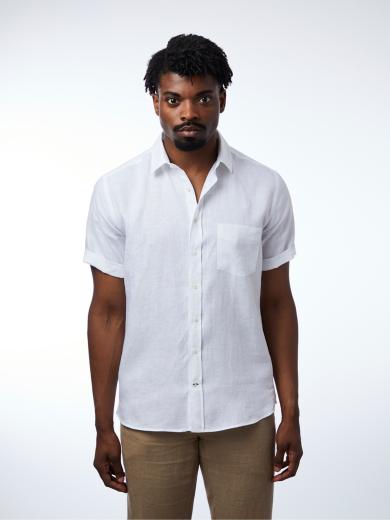 CARPASUS Shirt Linen Short Sleeve Single Colour White
