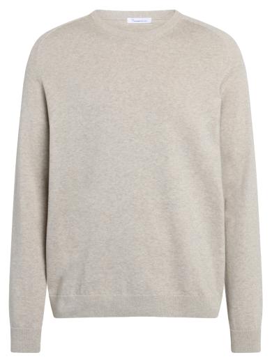 Knowledge Cotton Apparel Field O-neck long stable cotton knit Light Heather Grey