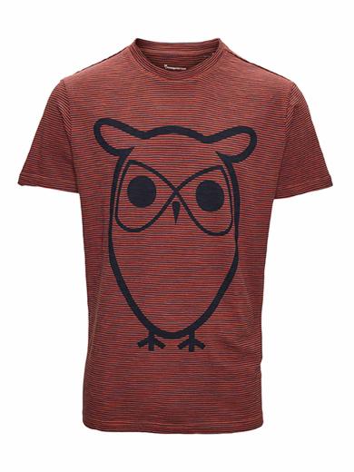 Knowledge Cotton Apparel  ALDER narrow striped tee with owl print 