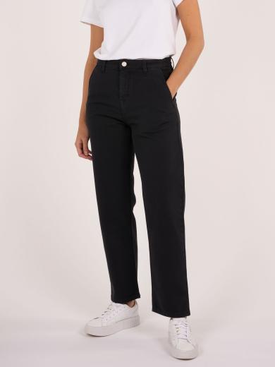 Knowledge Cotton Apparel CALLA tapered canvas pant black jet