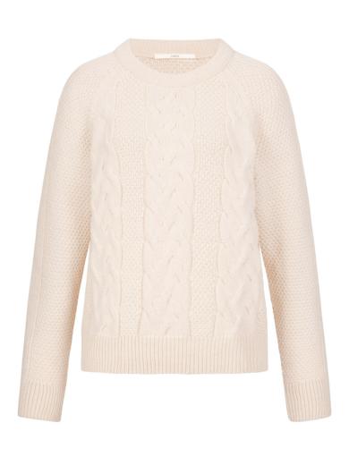 LANIUS Pullover mit Zopfmuster Offwhite