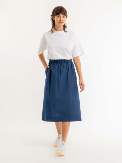 Rotholz A-Line Skirt Navy Seersucker | XS