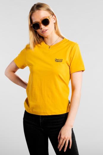 DEDICATED T-shirt Stockholm God Is A Woman Yellow