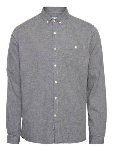 Knowledge Cotton Apparel ELDER regular fit melange flannel shirt Dark grey melange