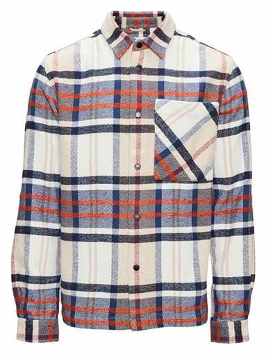 Knowledge Cotton Apparel PINE big checked heavy flannel overshirt Total Eclipse
