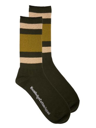 Knowledge Cotton Apparel 2-pack Block Striped Socks Forrest Night
