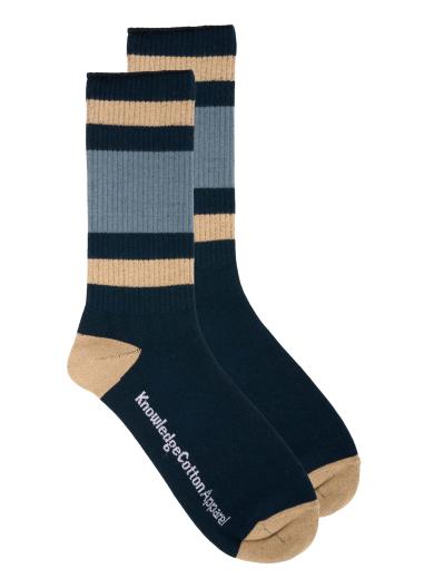 Knowledge Cotton Apparel 2-pack Block Striped Socks Total Eclipse | 38-42