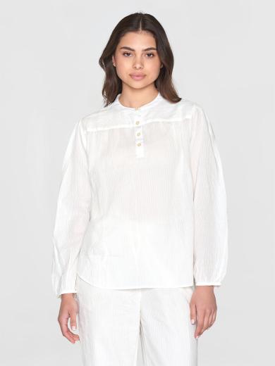 Knowledge Cotton Apparel A-Shape Stripe Structure Shirt Egret | M