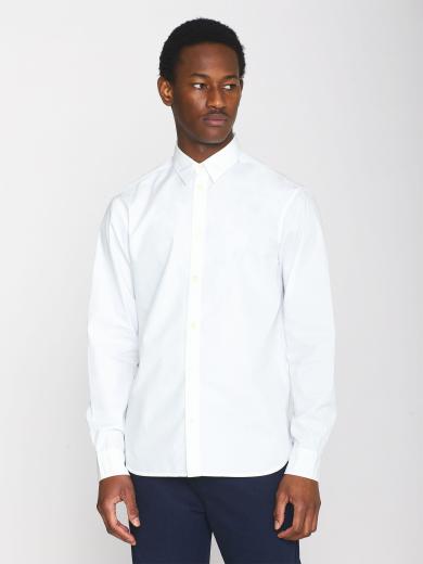 Knowledge Cotton Apparel ALF Regular Crispy Cotton Shirt Bright White