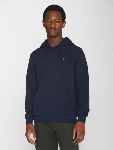 Knowledge Cotton Apparel ARVID basic hood badge sweat Total Eclipse