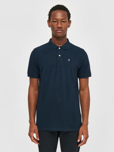 Knowledge Cotton Apparel Basic badge polo Total Eclipse
