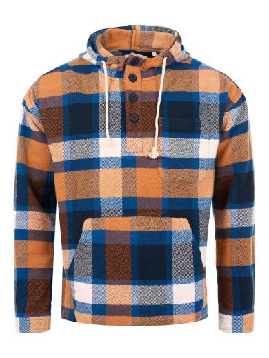 Knowledge Cotton Apparel Big Checked Dropped Shoulder Overshirt Desert Sun