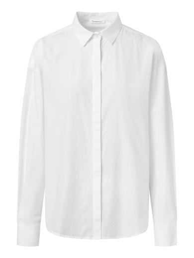 Knowledge Cotton Apparel Boxy poplin shirt Bright White