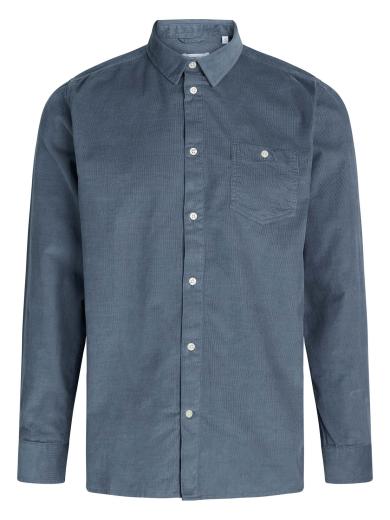 Knowledge Cotton Apparel Corduroy Custom Fit Shirt China Blue