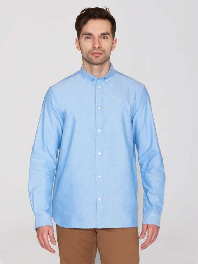 Knowledge Cotton Apparel HARALD Small Owl Oxford Regular Fit Shirt Lapis Blue