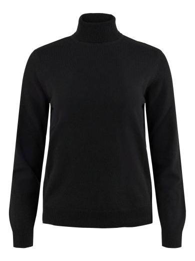 Knowledge Cotton Apparel Lambswool Roll Neck Black Jet