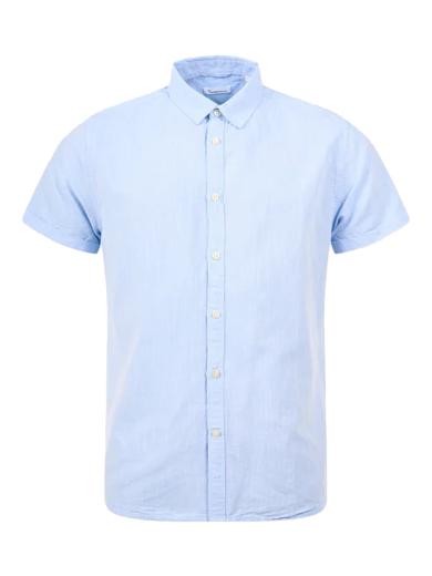 Knowledge Cotton Apparel LARCH SS linen custom fit shirt skyway