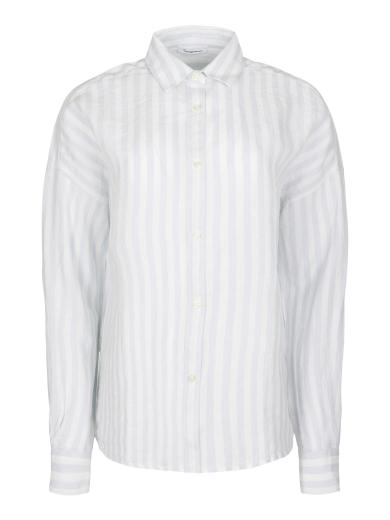 Knowledge Cotton Apparel Linen Striped loose A-Shape Shirt Stripe