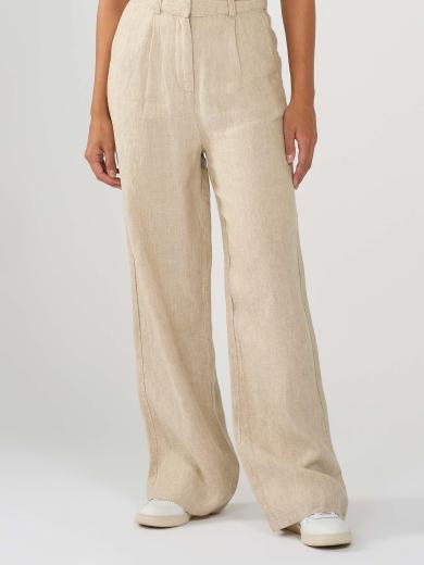 Knowledge Cotton Apparel POSEY Wide Mid-Rise Linen Pants Light Feather Gray