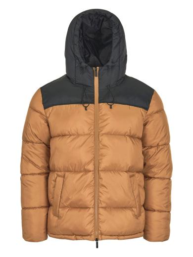 Knowledge Cotton Apparel Puffer Color Blocked Jacket Brown Sugar | M