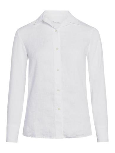 Knowledge Cotton Apparel Sage classic reg linen shirt Bright White