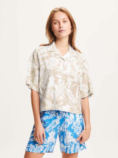 Loose Seabreeze TENCEL™ Print Resort Shirt Light Feather Gray
