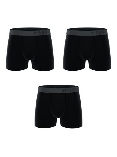 MY ESSENTIAL CLOTHING 3 Pack Boxers All Black