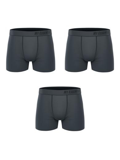 MY ESSENTIAL CLOTHING 3 Pack Boxers All Grey | M