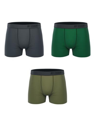 MY ESSENTIAL CLOTHING 3 Pack Boxers Mix Green