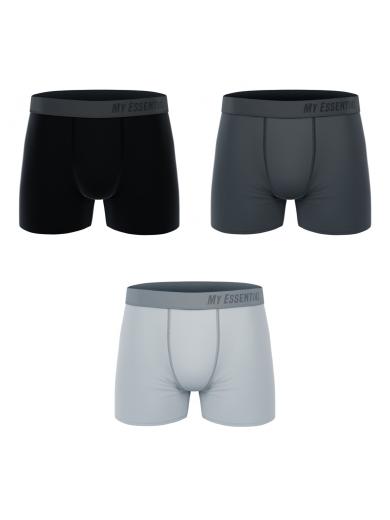 MY ESSENTIAL CLOTHING 3 Pack Boxers Mix Grey | L