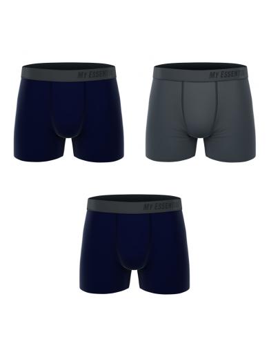 MY ESSENTIAL CLOTHING 3 Pack Boxers Mix Navy | L