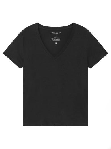 Thinking MU Hemp Clavel T-Shirt Black | L