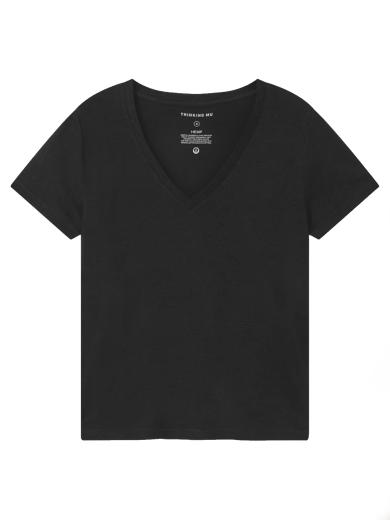 Thinking MU Hemp Clavel T-Shirt Black | XS