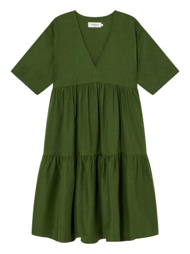 Thinking MU Hemp Fresia Dress Green | XS