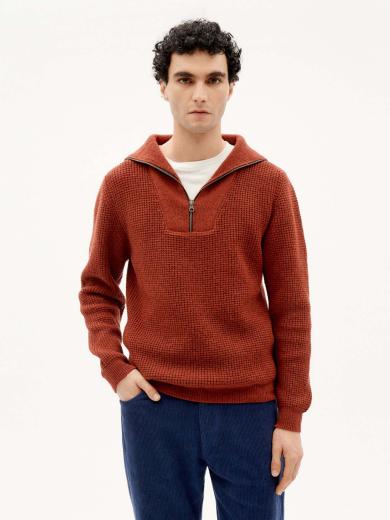 Thinking MU Knitted Sweater Red Helio
