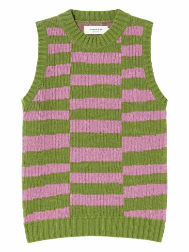 Thinking Mu Knitted Vest Tipsy Parrot Green Mut | S