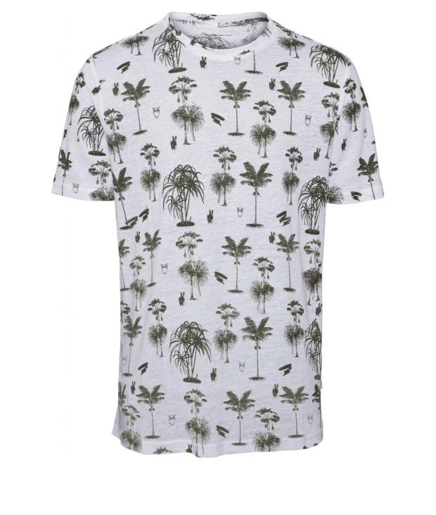 Knowledge Cotton Apparel T-Shirt with Palm Print