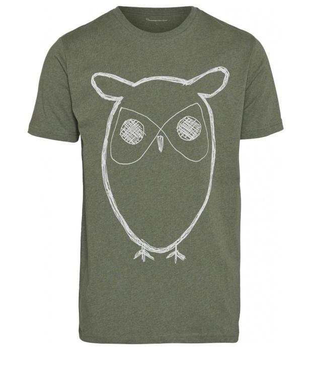 Knowledge Cotton Apparel Single Jersey with Owl Print