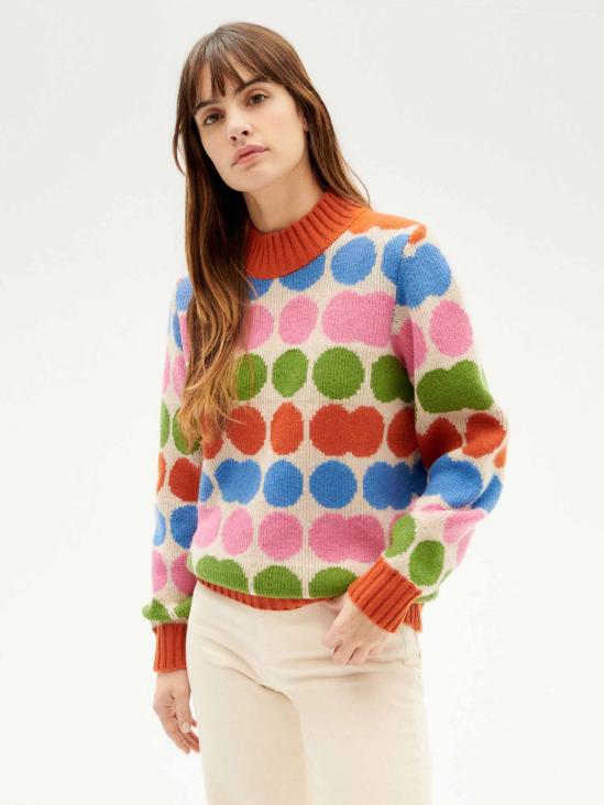 Thinking MU Dots Green Knitted Sweater