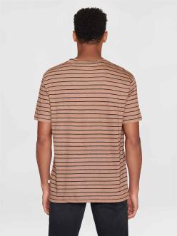 Knowledge Cotton Apparel Regular Linen Striped T-Shirt