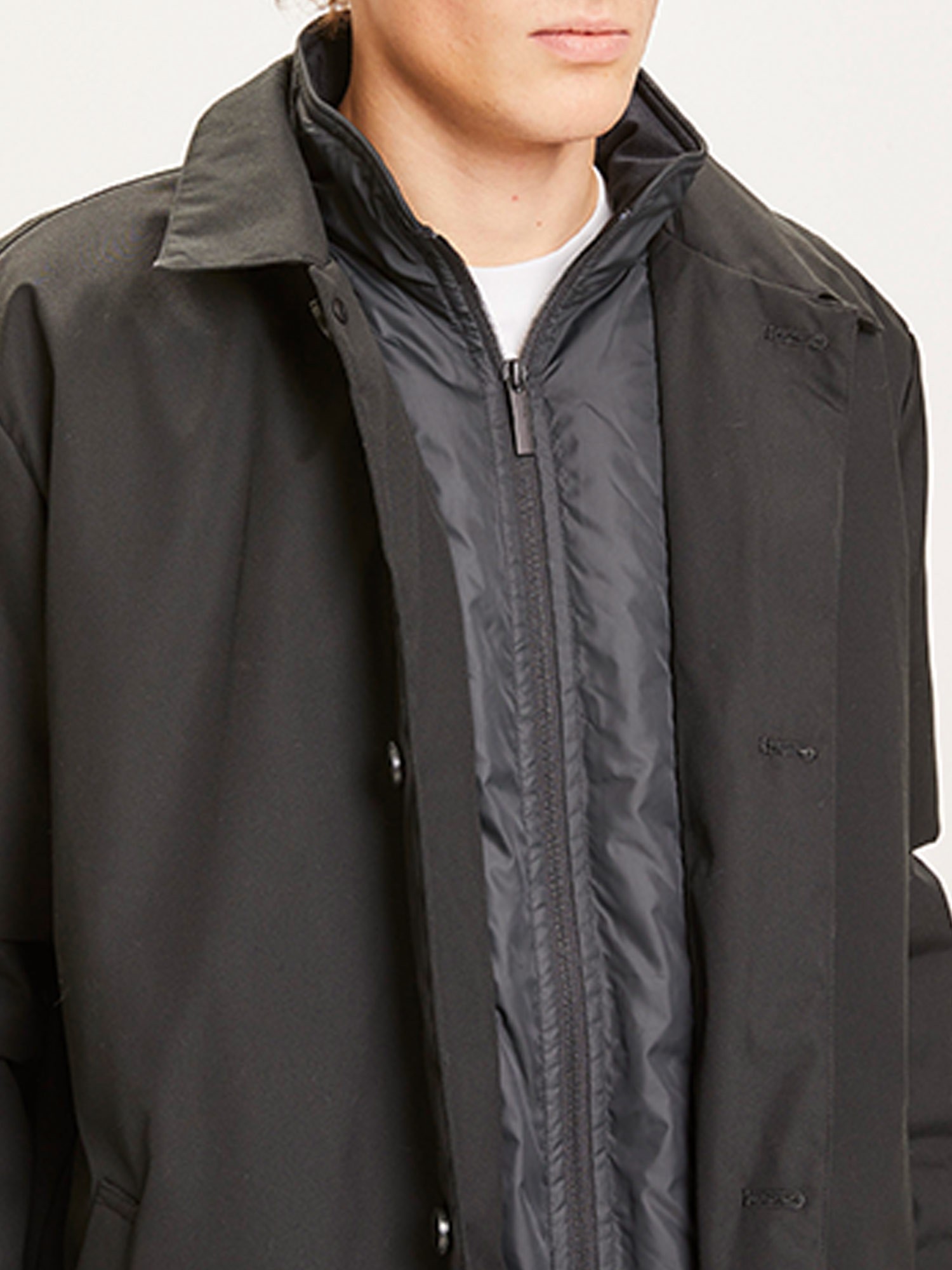 Knowledge Cotton Apparel ARCTIC CANVAS jacket with buttons black jet • glore