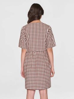 Knowledge Cotton Apparel Cross Over Seersucker Checkered Dress