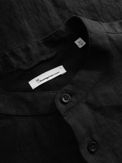 Knowledge Cotton Apparel Custom fit linen stand collar shirt