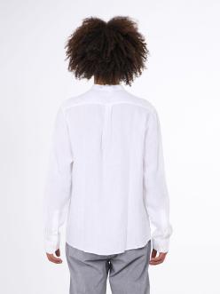 Knowledge Cotton Apparel Custom fit linen stand collar shirt
