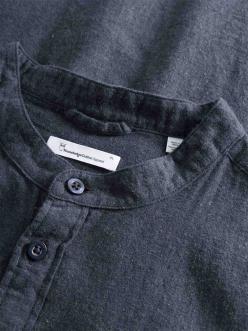 Knowledge Cotton Apparel Melangé Flannel Stand Collar Shirt