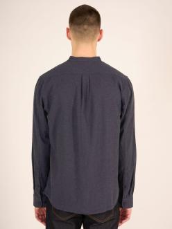 Knowledge Cotton Apparel Melange flannel stand collar custom fit shirt