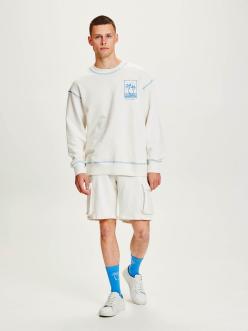 Knowledge Cotton Apparel Oversized sweat with contrast top stitching
