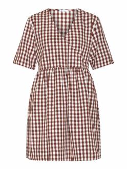 Knowledge Cotton Apparel Cross Over Seersucker Checkered Dress